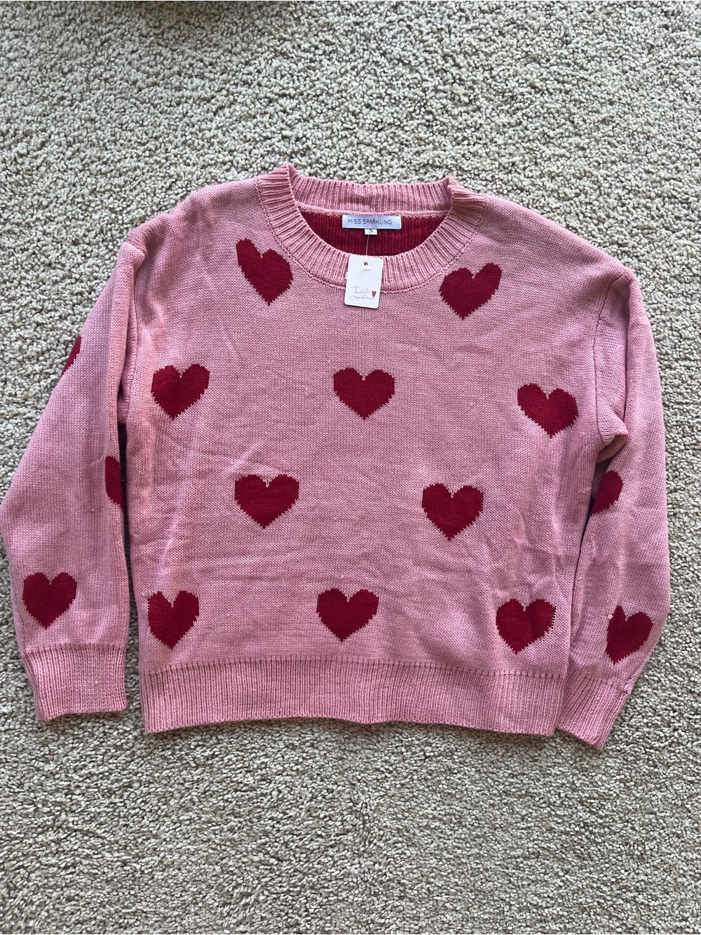 Pink Heart Crewneck Sweater